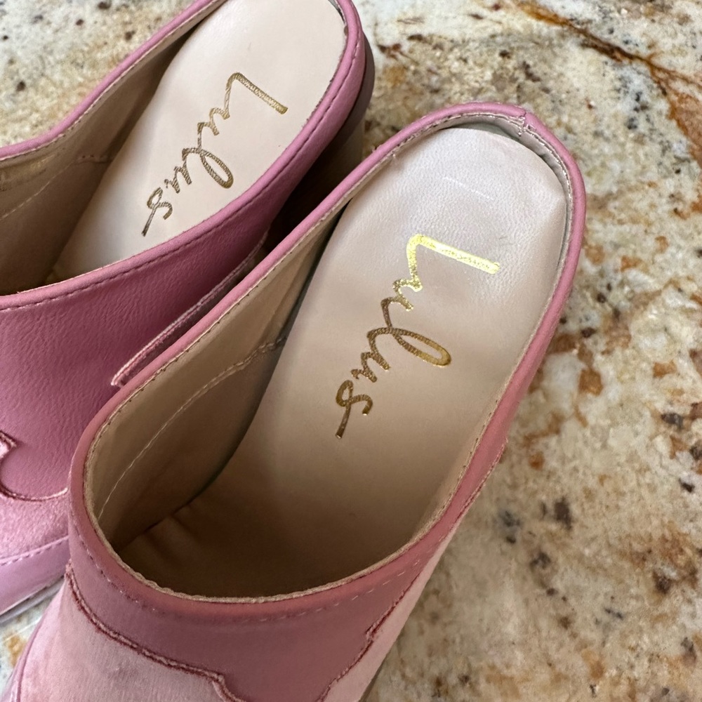 Lulu’s pink slip on heeled mules size 6.5 (S31) - Picture 8 of 15